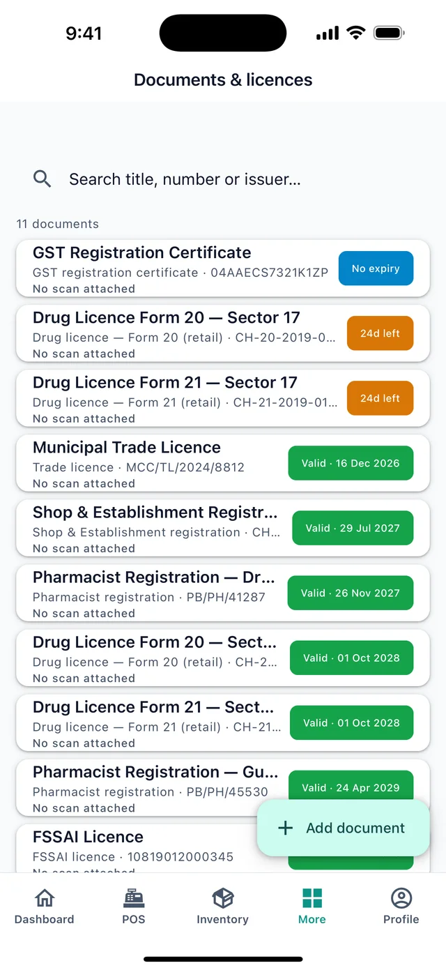 Documents in the app